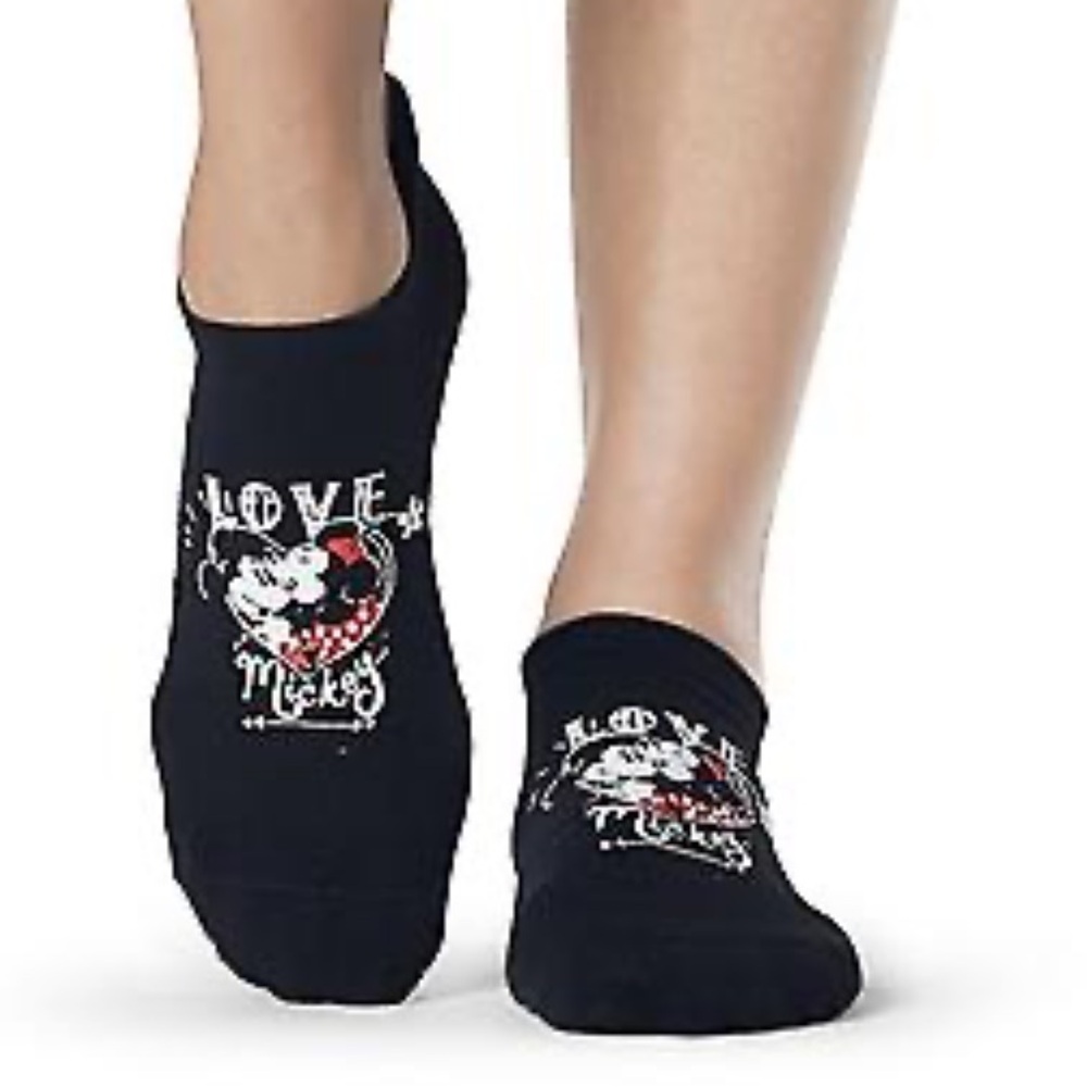 Tavi Noir black Mickey Minnie Love grip socks NWT
